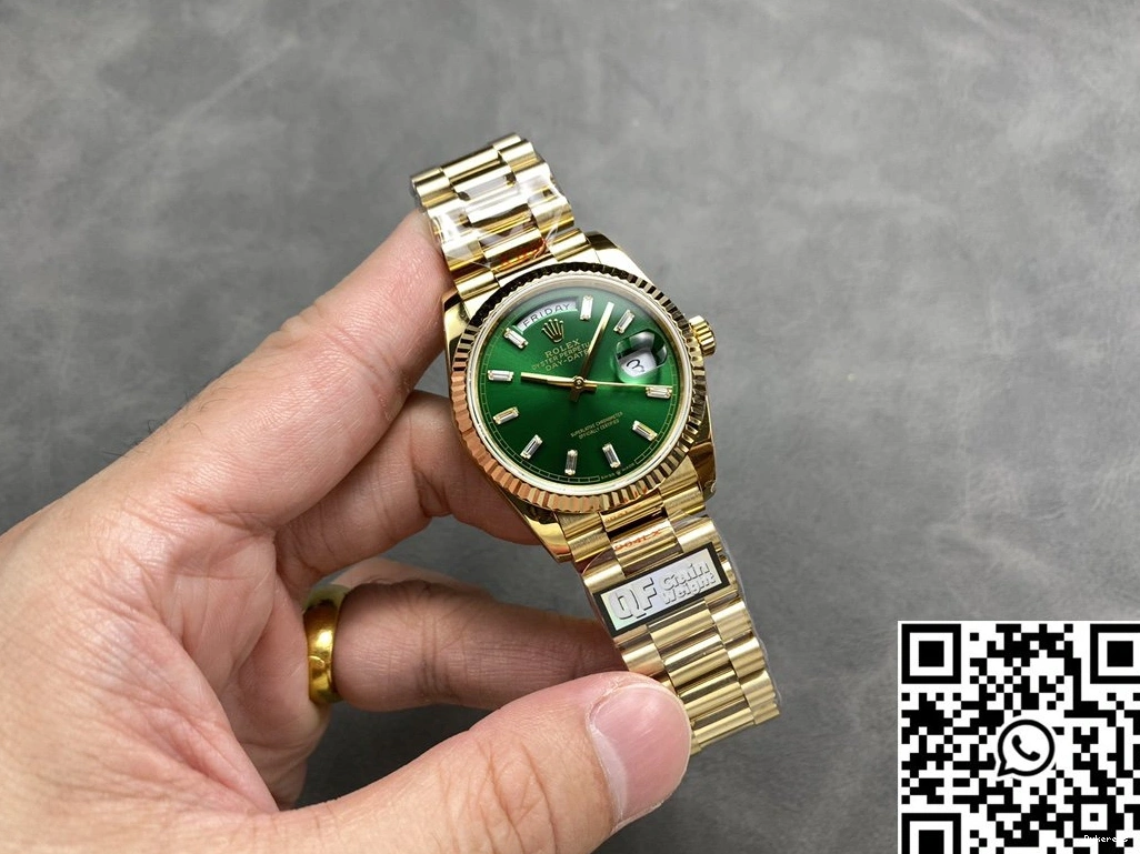 36mm v5 Yellow QF Date M128238-0130 Tungsten Gold Steel Dial Rolex Green Factory Day 0414